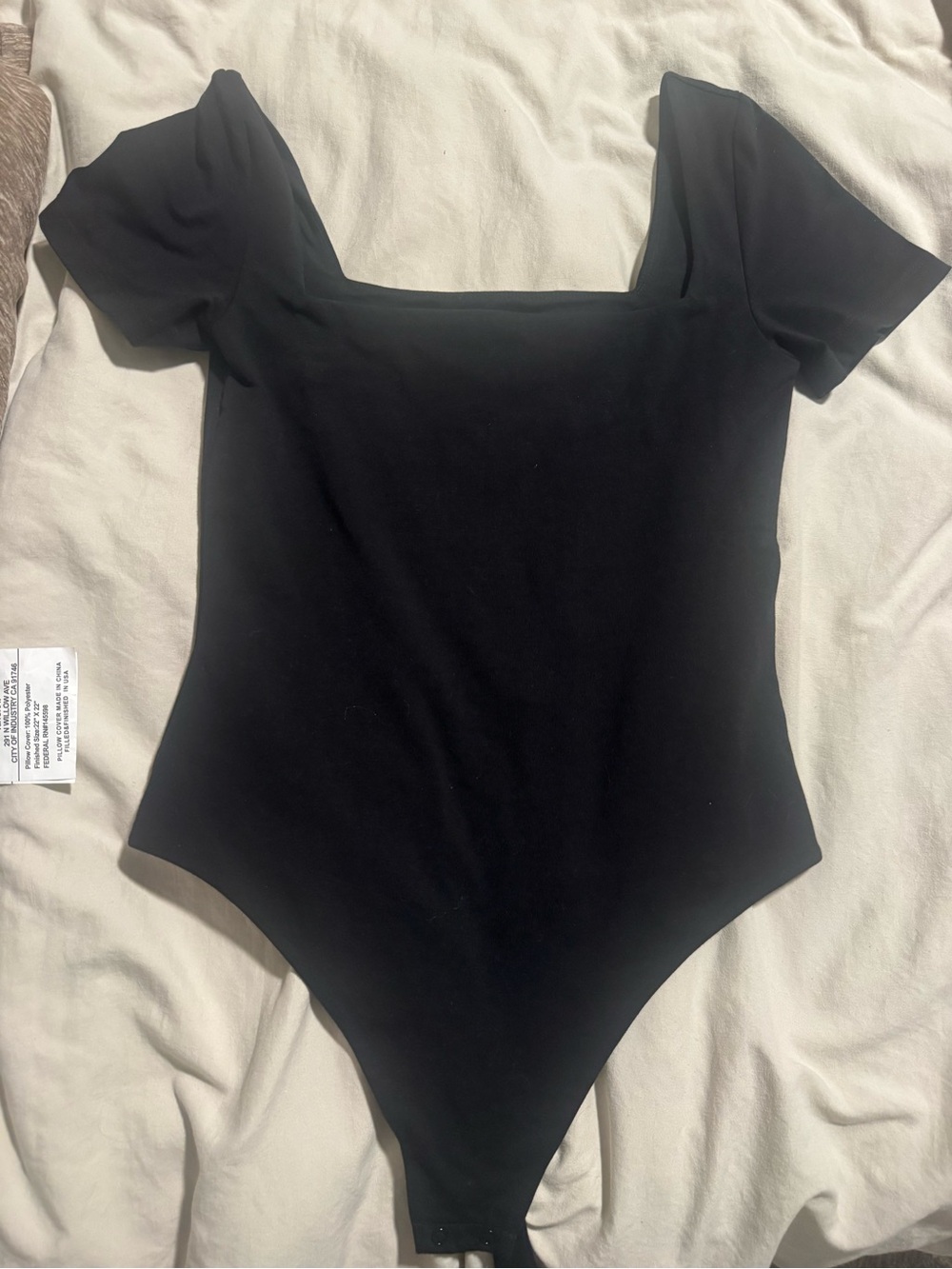 New Aritzia Black' Square Neck Short Sleeve One-Piece Bodysuit